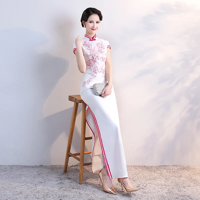 Старый Шанхай плюс размер 5XL Формальные Cheongsam Сексуальные Макси Вечерние Платья Восточный вечер платье китайские женские длинные высокие