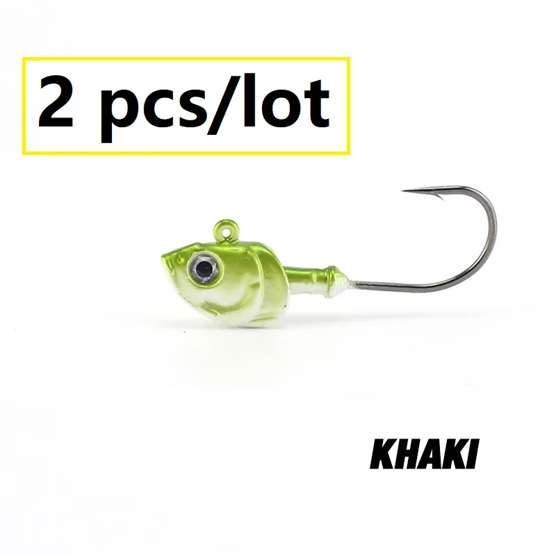 01 Khaki 20 г джиг голова Ulo для рыбалки крючки 2 шт./pk Мягкая приманка крючки свинцовая Мормышка Мягкая приманка крючок с грузом Swimbait джиги - Цвет: 01 Khaki