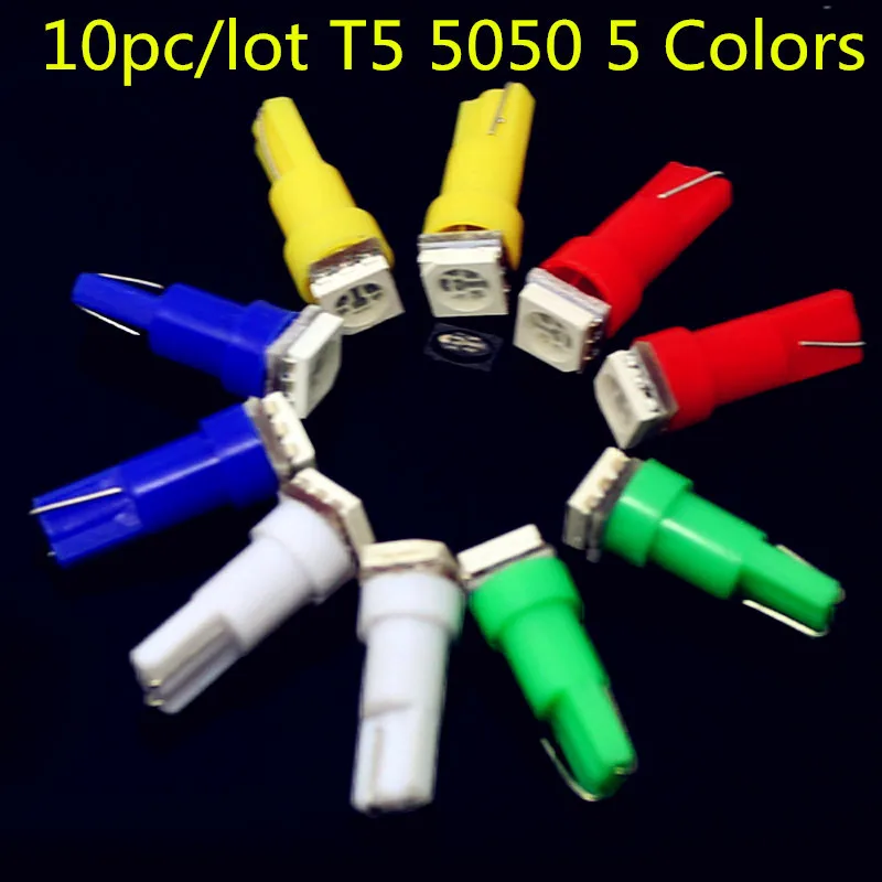 

10pc/lot T5 5050-SMD Instrument Panel Cluster Dashboard Indicator White LED Bulb Light Lamp 74 70 37 17 replacement Halogen bulb