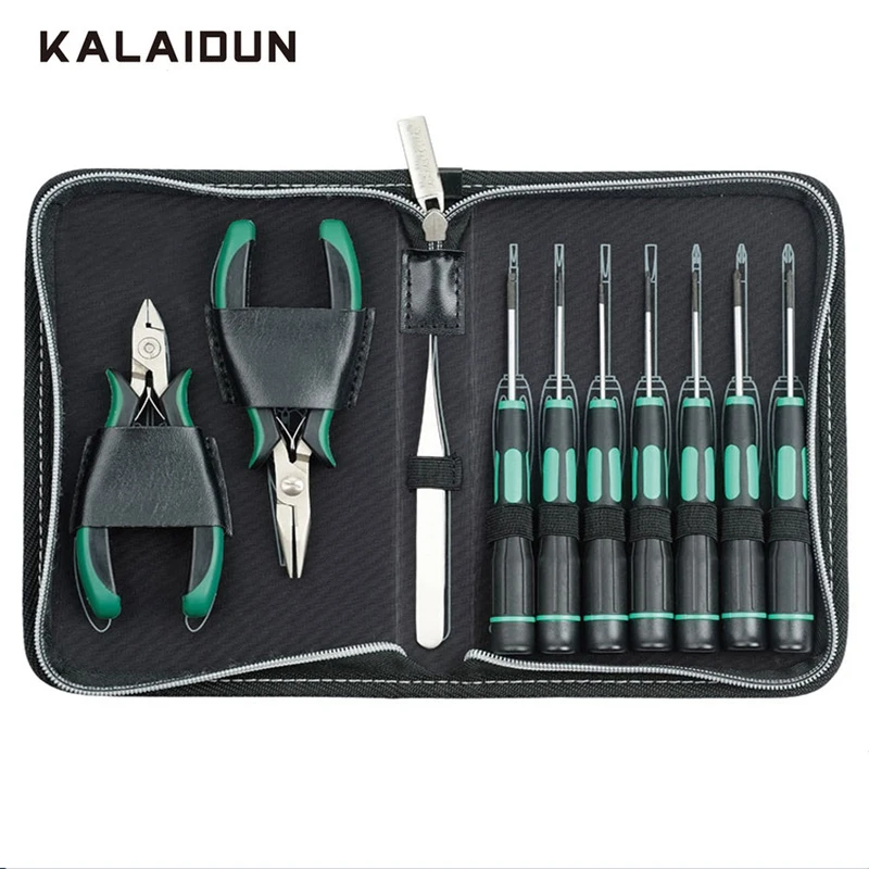 

KALAIDUN Hand Tool set 11pcs Combination Professional Hardware Screwdriver Plier Repair Electrical Field Computer Car Bike Kit