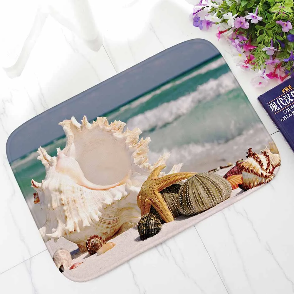 Sea Shell Printed Entrance Hallway Carpets Non-slip Welcome Door Mats Out Door Home Decor Kitchen Rugs Bathroom Bath Mats