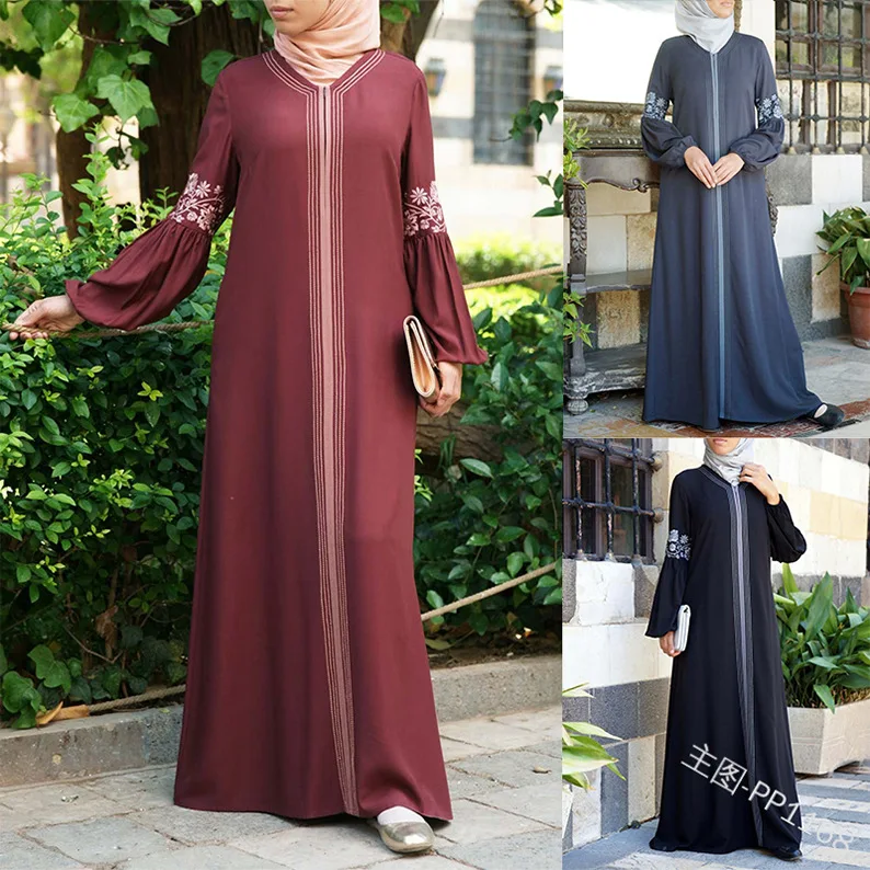 Мусульманское женское платье WEPBEL, винтажное, цветочный принт, длинное, летнее, шифоновое, длинный рукав, исламское абайя, арабское, женское платье