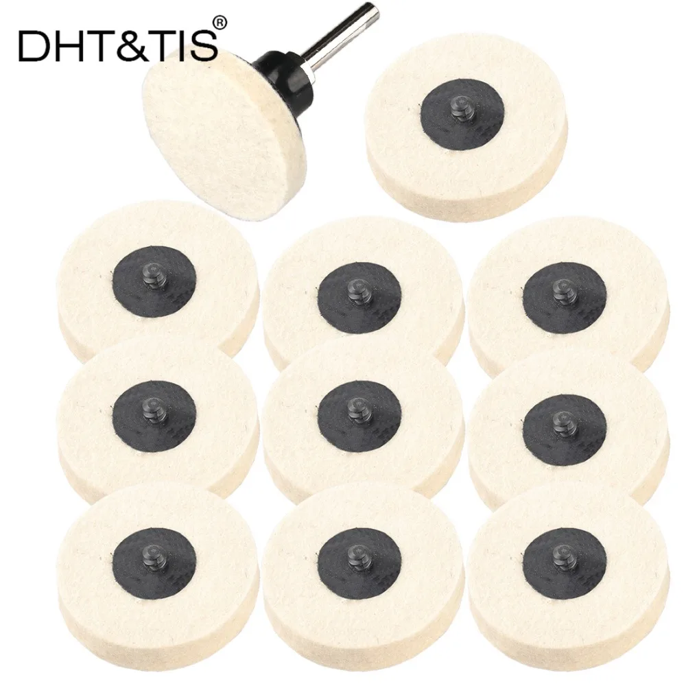 DHT&TIS 10pc Wool Pad + 1 Holder 2" Roloc Compressed Wool Felt Disc