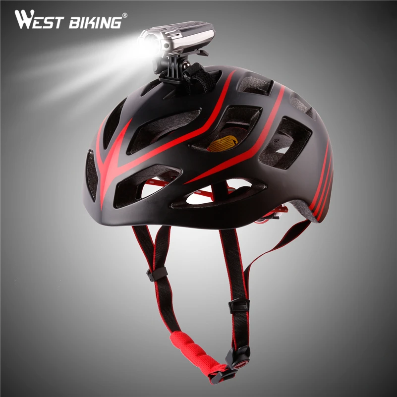 WEST BIKING велосипедный светильник USB Перезаряжаемые головной светодиодный шлем