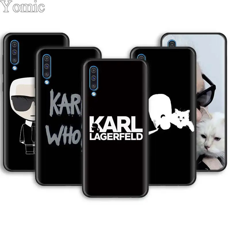 

karl lagerfeld with Cat Soft Phone Cases for Samsung Galaxy A10 A20 A30 A40 A50 A70 A6 A7 A8 Plus A9 M30 M20 Black Case Cover