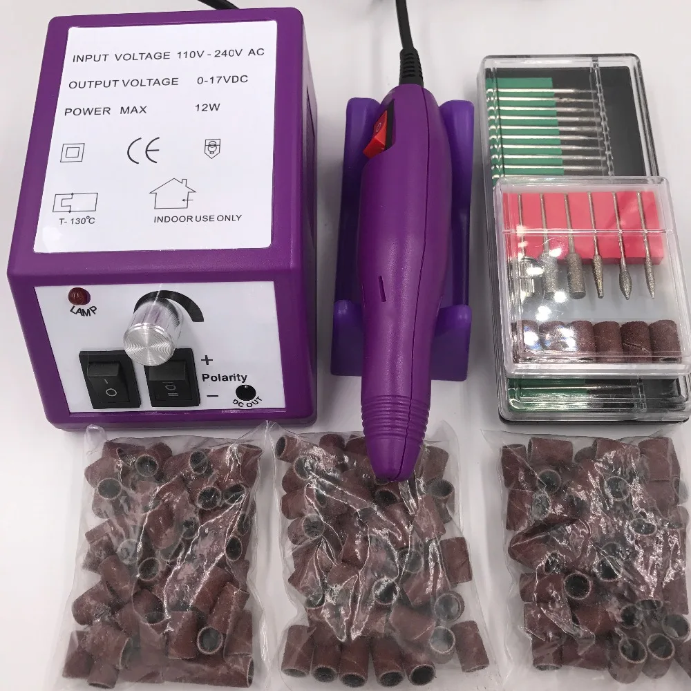 

jimdoa Electric Professional Nail Art Drill Machine Manicure Pedicure Pen Tool Set Kit+30pcs nail drill bit+150pcs sanding bands