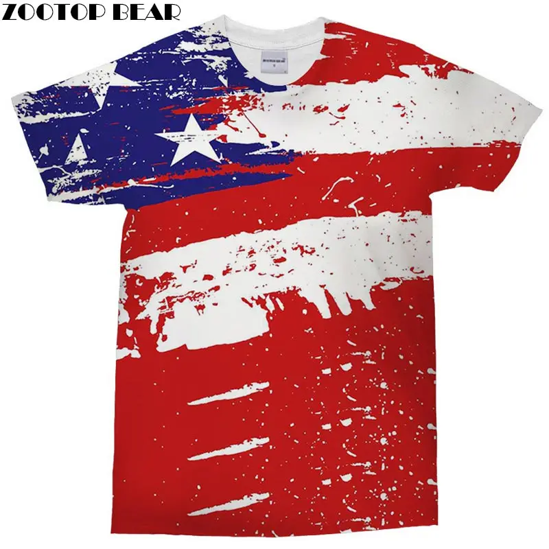 3D Printed Watercolor Painting tShirt Men tshirt Casual USA Flag Short Sleeve T Shirts Tops&ampTee Drop Ship ZOOTOP BEAR | Мужская