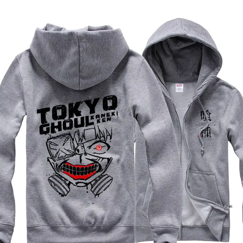 Мужская мода толстовки светятся в темноте одежда с надписью «Tokyo Ghoul для косплея канеки кэна, флисовая Толстовка Джерси длинный рукав толстовка с капюшоном на застежке-молнии, Топы; пальто Cos - Цвет: Tokyo Ghoul A Gray