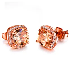 Elegant Vintage Silver Earrings with Yellow and Pink Stones (Champagne)
