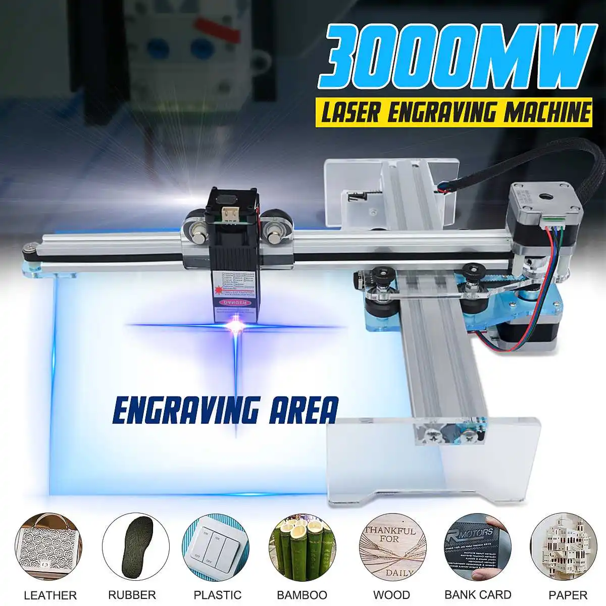 

Newest 3000mW CNC Laser Engraving Engraver Router 17x21cm Laser Cutter Engraving Machine DIY Desktop Wood Cutter/Printer