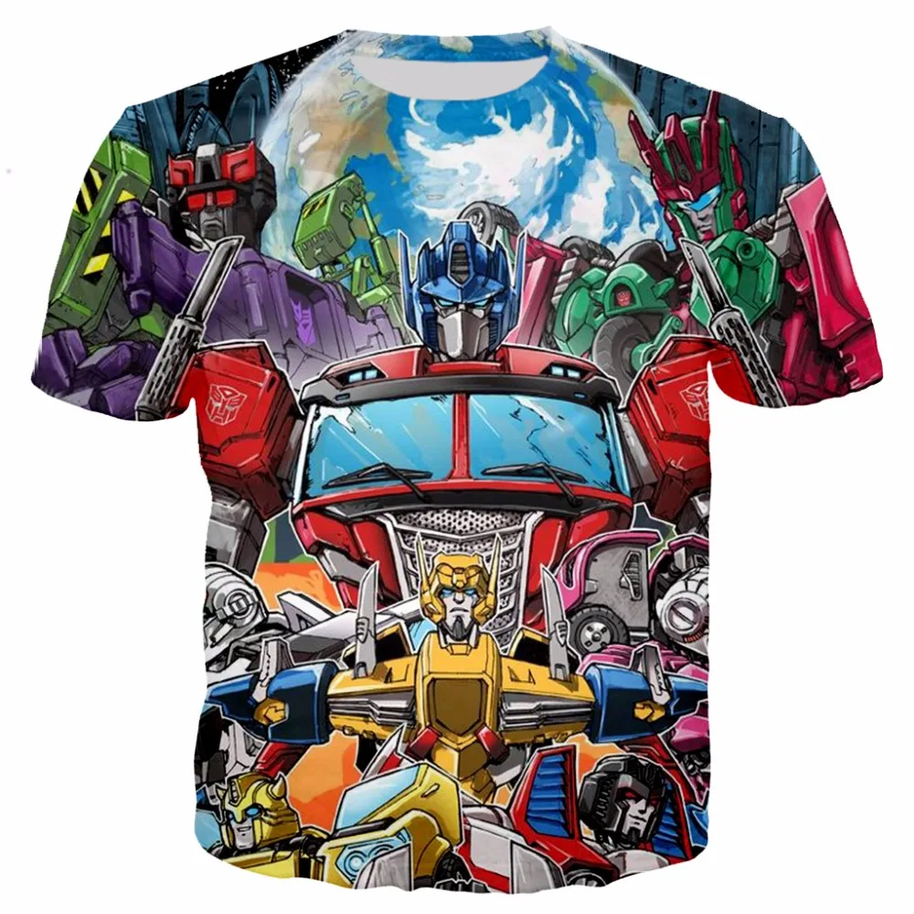 

PLstar Cosmos Family matching outfits transformation robot 3D Print boys t shirts Summer Kids Autobots tees children summer tops