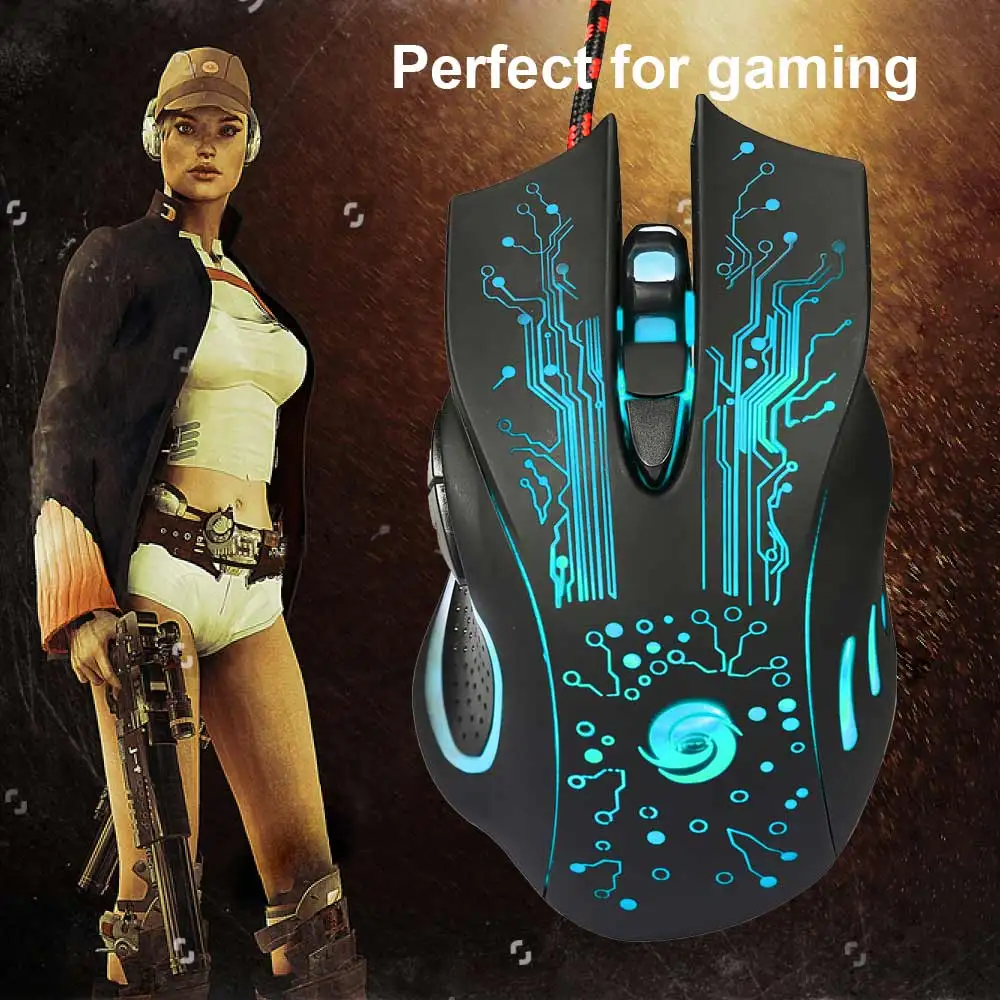 Ingelon USB Gaming Mouse muis Game 3200 DPI 6 Buttons LED Optical Professional LOL Mouser Wired for PC Computer Laptop (5)