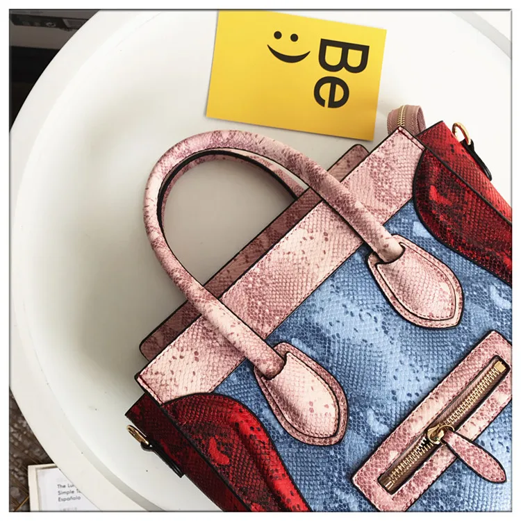 Leather Serpentine Handmade Luxury Patchwork Women Shoulder Bags Small Women Cross body bag snake skin women satchel bag (17)