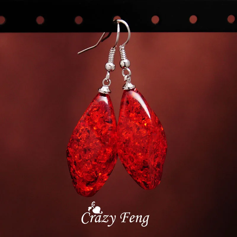 Crazy Feng, Модные женские ювелирные изделия, Ретро стиль, серебряные серьги с камнем, роскошные ювелирные изделия, висячие серьги, маленькие милые подарки