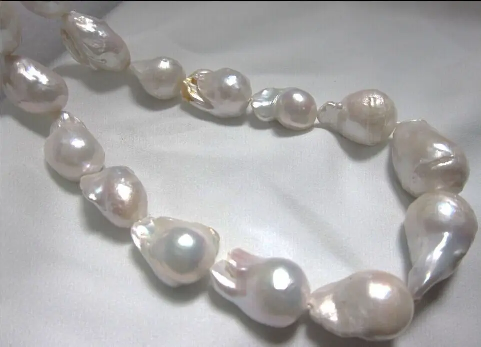 

fast 28-30MM Australian SOUTH SEA WHITE PEARL NECKLACE 17inch AAA