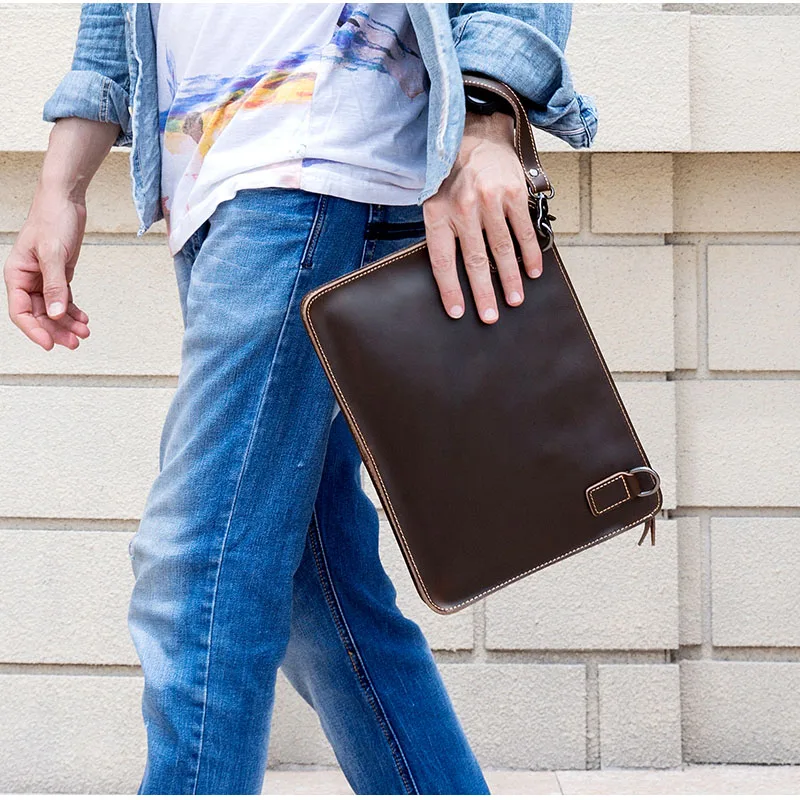 

Fashion Genuine Leather Men Women Clutch Bag A4 Cowhide Shoulder Messenger Bag Gloss Flap Bags Work Handbag For iPad Big Wallet