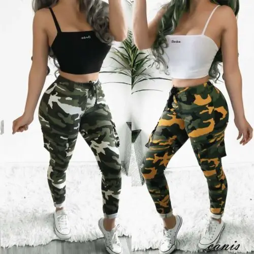 High waist pants camouflage Slim Fit joggers women army harem camo pants streetwear punk black cargo pants women capris trousers High waist pants camouflage Slim Fit joggers women army harem camo pants streetwear punk black cargo pants women capris trousers