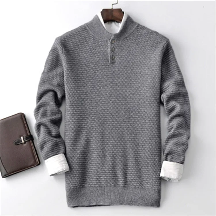 Кашемировый толстый вязаный мужской Повседневный свитер с пуговицами, прямой пуловер, 3 цвета, S-2XL, розничная и