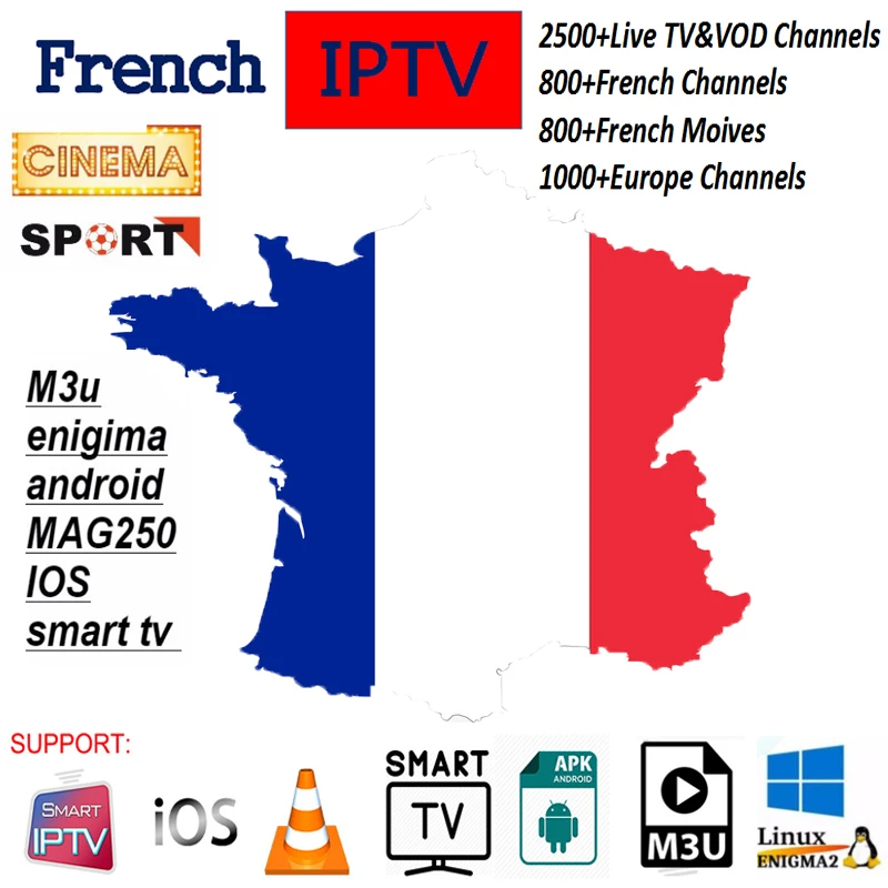 Francais ip tv Abbonement 2500 + Live & VOD французский арабский бельгийский Швейцарский