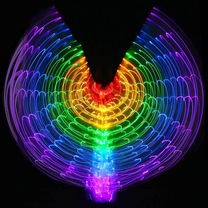 2018 Colorful Belly Dance Performance Costume LED Wings Dance Accessories Girls LED Wings Costume LED Butterfly Wings With Stick