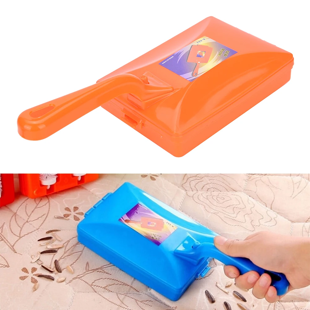 1pc New Handheld Carpet Table Crumb Sweeper Plastic Dual Brush Cleaner Collector Roller Home Cleaning Tools Random Colors