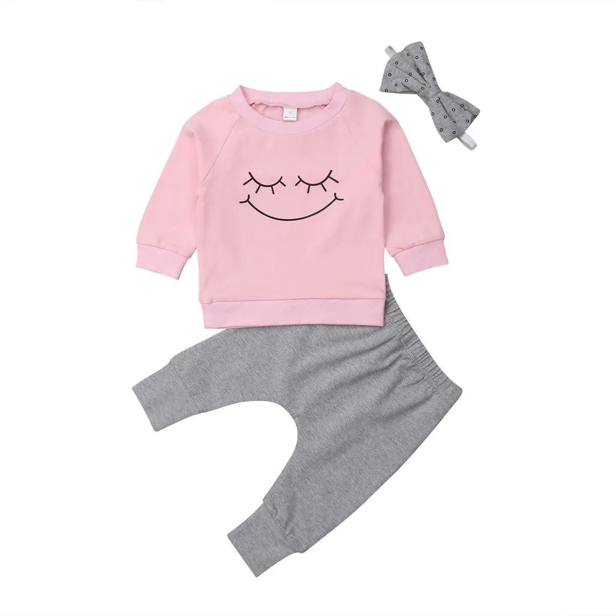 

New Arrivel Smile Toddler Kids Baby Girl Infant Clothes T-shirt Top Pants Outfits Set Tracksuit