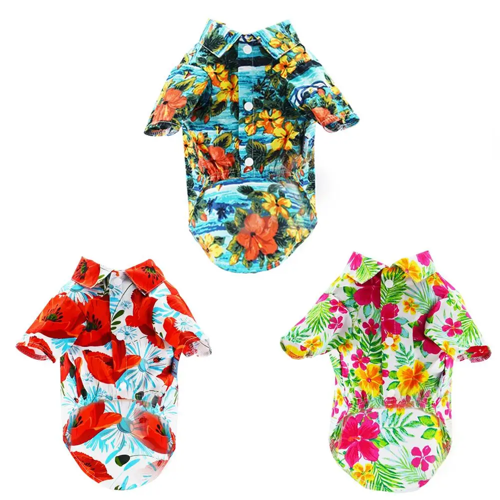 

New Arrival Summer Pet Dog Clothes Teddy Hawaii Printing Shirt Puppy Beach Clothes Short Sleeve Dog Vest T-shirt Pet Supplies
