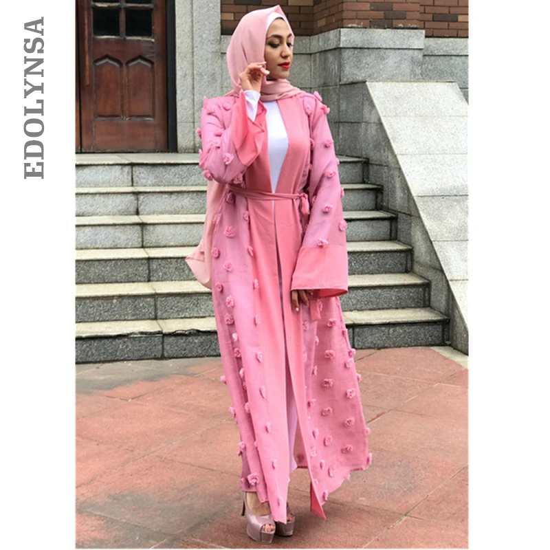 

Front Open Abaya In Dubai Kimono Flower Decoration Kimono Dress Large Size Dubai Kaftan Turkish Fabric Pakistani Dress 2019 D541