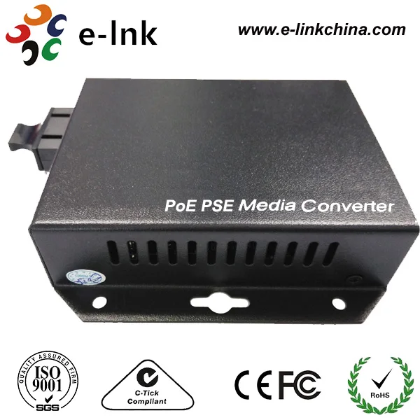 

15.4W single-mode Wall-Mounted 1xRJ45, 1xSC, 10/100Mbps Fast Ethernet PoE/PSE Media Converters