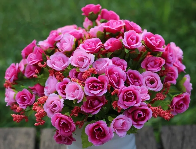 21 head artificial silk rose flower decorative Flowers for Wedding party Flower Home Decoration bouquet (19)