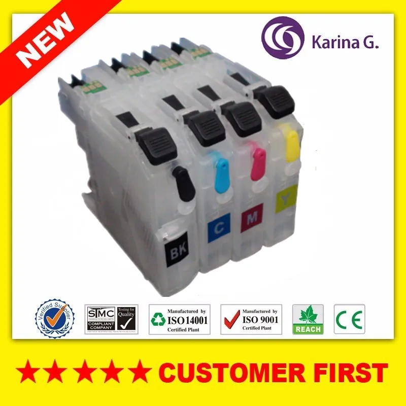 4 шт. многоразовый чернильный картридж для LC123 BROTHER MFC J4410DW J4510DW с чипом сброса