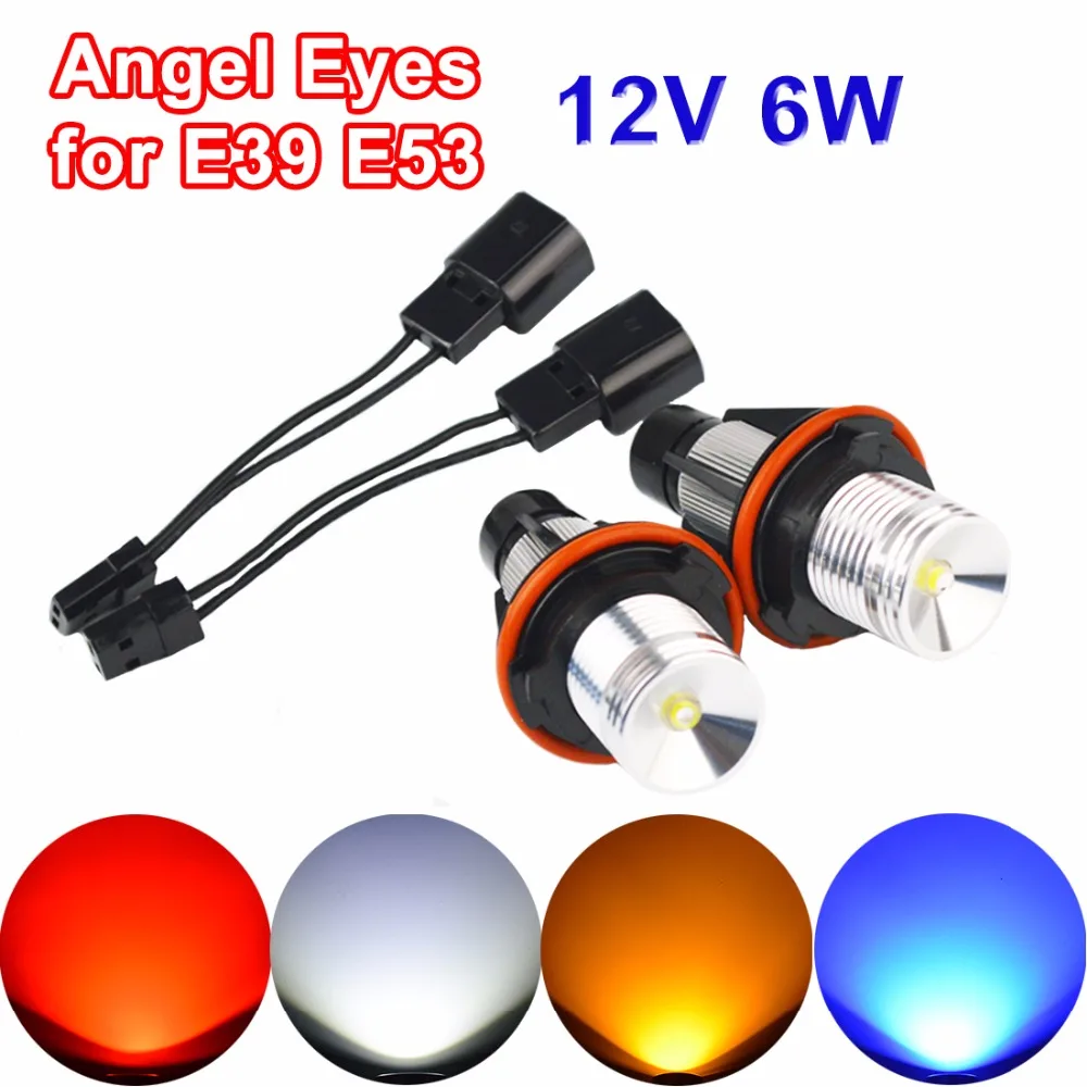 

hippcron (1 Set) 2*3W 6W Bridgelux LED Chips LED Marker Angel Eyes White Blue Red Yellow for BMW E39 E53 E60 E61 E63 E64 E65 E66
