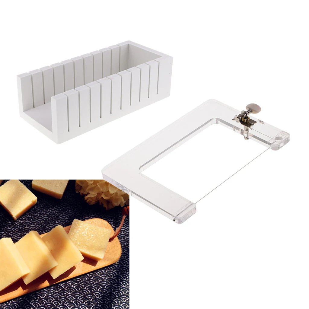 

Silicone Soap Cutter Mold +Acrylic Steel Wire Cutter / Loaf Slicer Mixed for Handmade Soap /Candle DIY -2pcs /Set