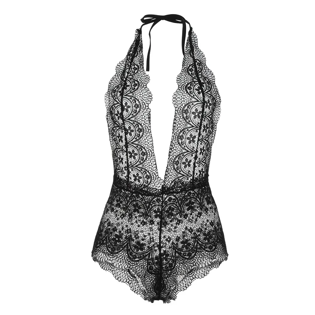 

KLV #Z5 NEW HOT 2019 Free Ship 1PC Fashion Women Plus Size Lace Sexy Lingerie Deep V-neck Sleepwear