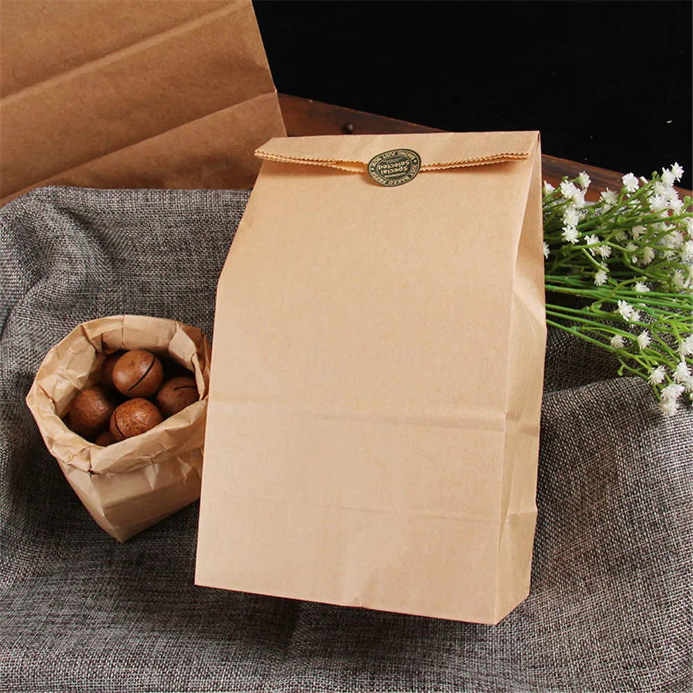 

10pcs Brown Kraft Paper Bags Biscuits Packaging Wrapping Supplies for Party Wedding Favors Handmade Bread Cookies Gift