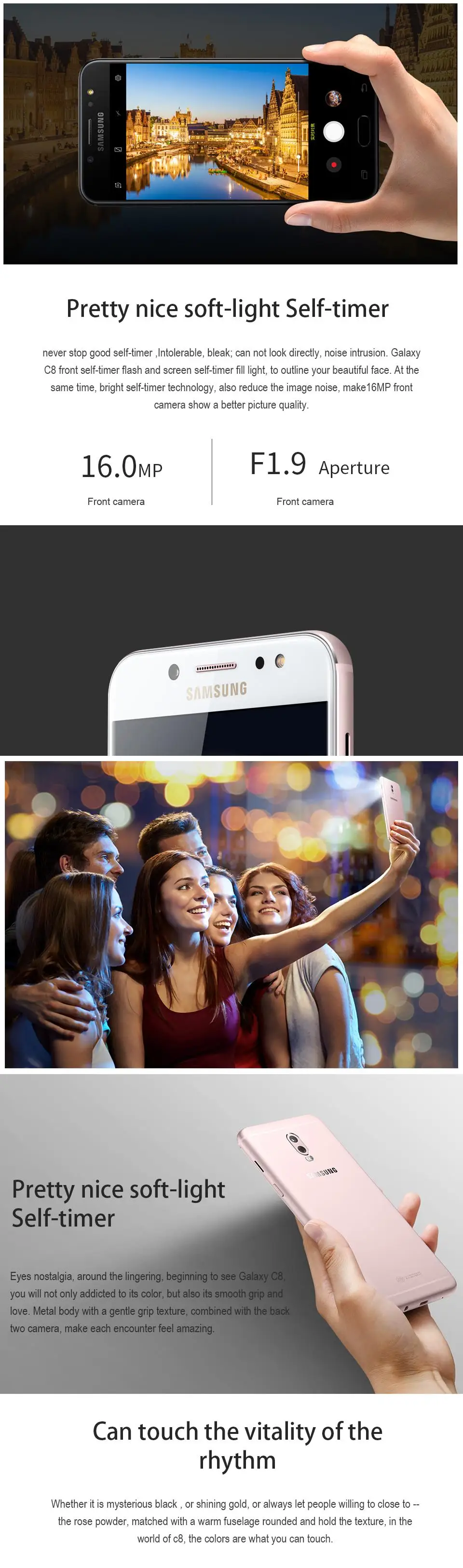 samsung Galaxy C8, SM-C7100, C7100, Super AMOLED, 3G ram, 32 ГБ/64 ГБ rom, 16 МП, фронтальная камера, две sim-карты, четыре ядра, Lte, мобильный телефон