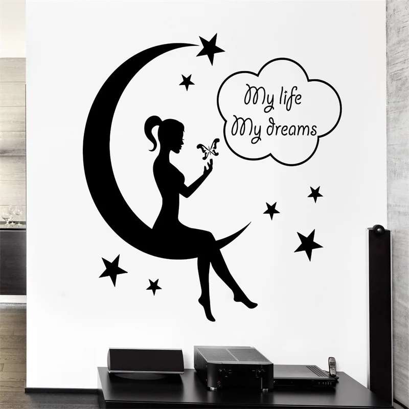 Wall Decal Teen Girl Fairy Moon Star Dreams Bedroom Decor ...