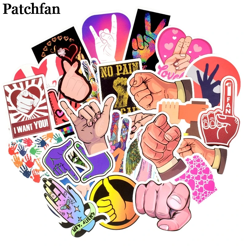 Patchfan 50 шт. забавные жесты забавные ПВХ наклейки для diy украшения дома Скрапбукинг багаж скейтборд ноутбук настенная гитара A2058
