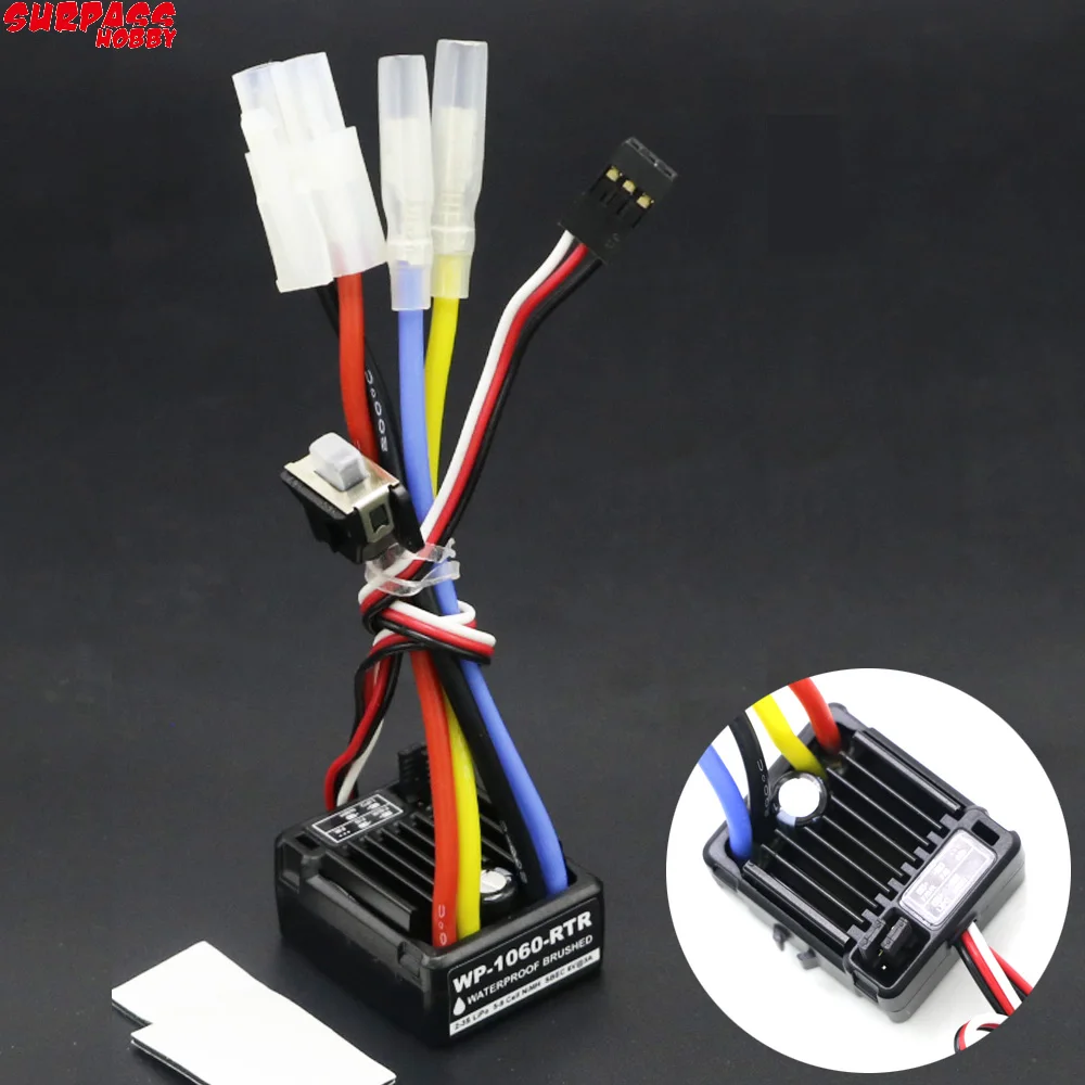 

Waterproof 1060 60A Brushed Electronic Speed Controller ESC For 1:10 RC Car