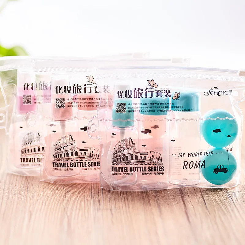  7pcs/Set Travel Mini Makeup Cosmetic Face Cream Pot Bottles Plastic Transparent Empty Eyeshadow Mak