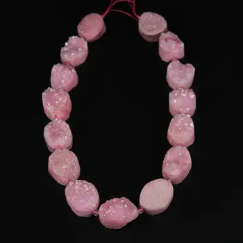 

Pink Mystic Titanium Druzy Stone Drilled Flat Oval Beads Strand,Natural Drusy Geode Irregular Shape Beads Jewelry Supplies Bulk