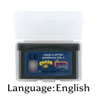 

32 Bit Video Game Cartridge 2 Games in 1-Crash & Spyro Pack Volum 1 Console Card EU Version English Language Support Drop ship