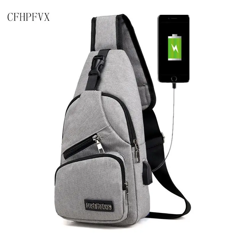 

Male Shoulder Bags USB Charging Crossbody Bags Men Anti Theft Chest Bag School Summer Short Trip Messengers Bag Arrival E007