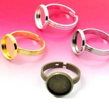 

10pcs 12mm/14mm Adjustable DIY Handmade Ring Blanks base tray Silver plated/ Gold color/ bronze color Jewelry Accessories