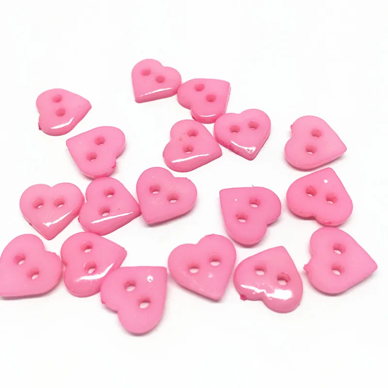 100pcs 10x11mm Red Pink Plastic Heart Buttons 2 Holes Sewing Clothing  Accessories Button DIY Cardmaking Embellishments Crafts