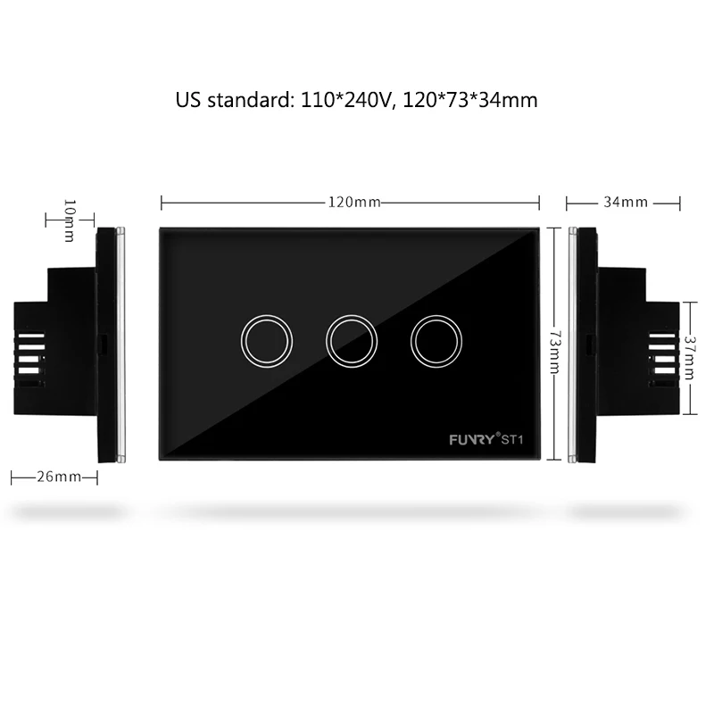 St1 3 Gang США Стандартный выключатель света Роскошные выключатель света Touch Дистанционное управление 110-240 В емкостный сенсорный переключатель LED настенный выключатель