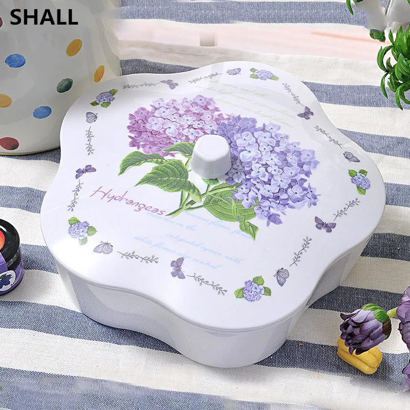 

SHALL Melamine Plum 3 Grids Dry Fruit Bowl Dessert Plates Candy Snacks Nuts Seeds Holder Tray Dish Wedding Home Table Decor