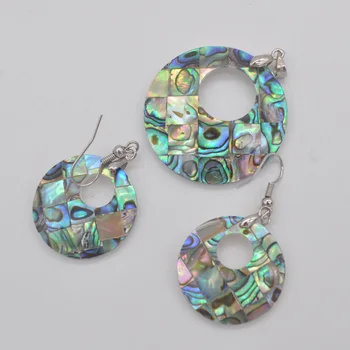 

New Zealand Abalone Shell Round Pendant Earrings Set Fashion Jewelry S118