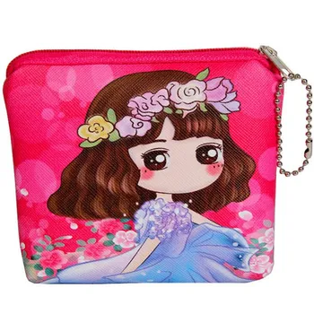 

M125 High Performance Price Ratio Women Purses Fine Print Girl Digital Design Square PU Leather Coin Purse Card Bag