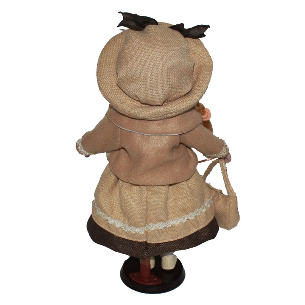 Vintage 16inch Elegant Victorian Porcelain Doll Girl Collectibles With Wooden Display Stand Beautiful Figurines Home Ornament